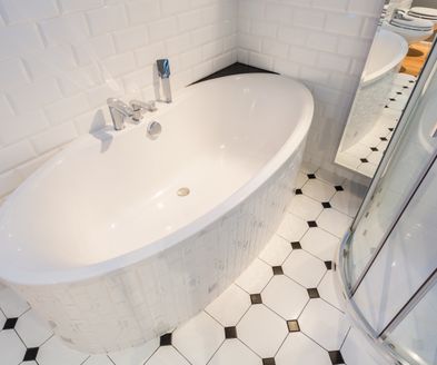 Close-up of porcelain bath in luxury apartment
